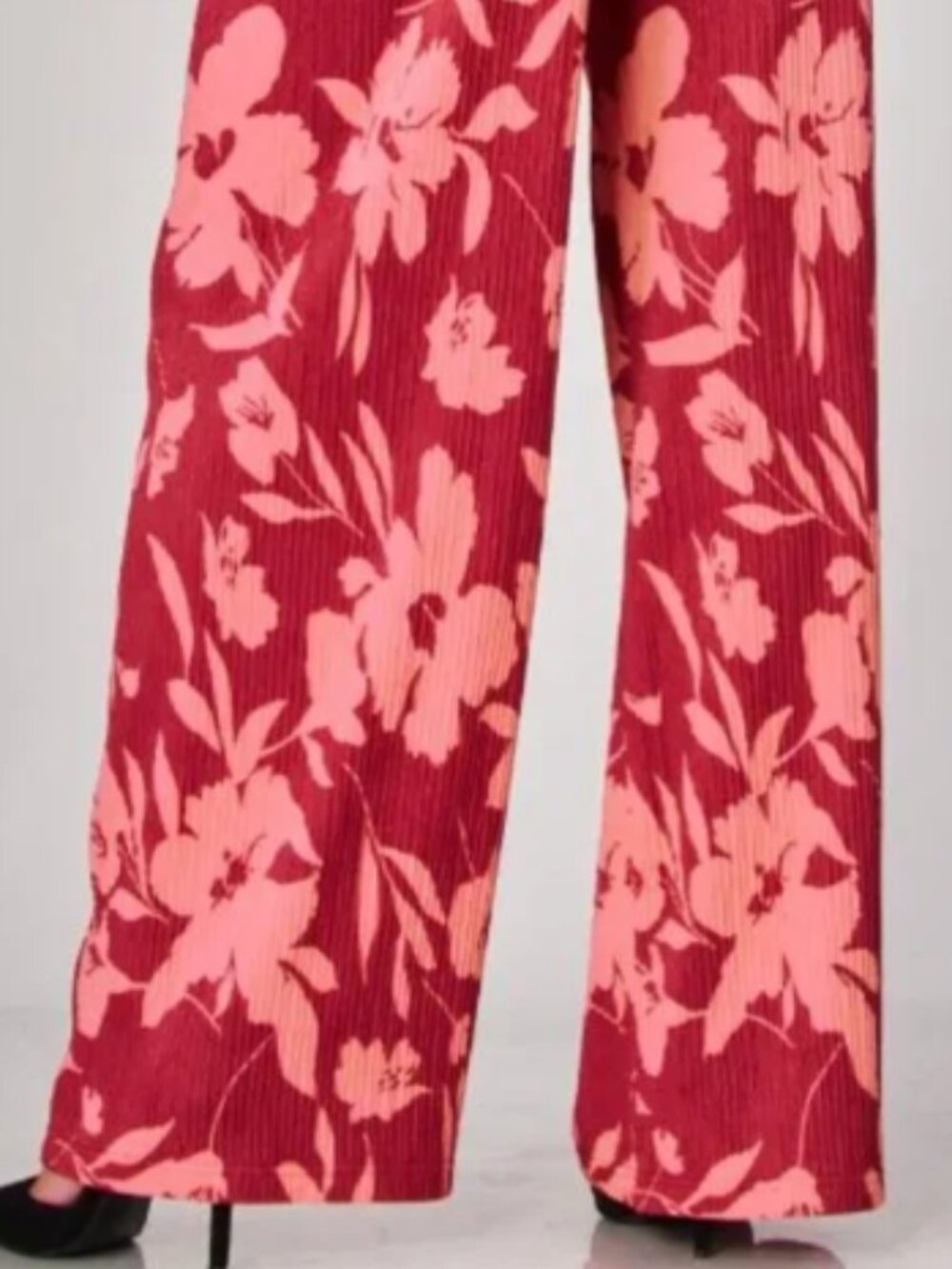 Women’s Wide Leg Floral Pants - Pink Floral - Picture 3 of 13
